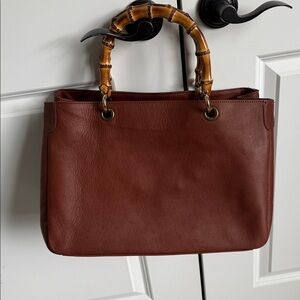 Mark and Graham Bamboo Elisabetta Brown Tote Made in Italy